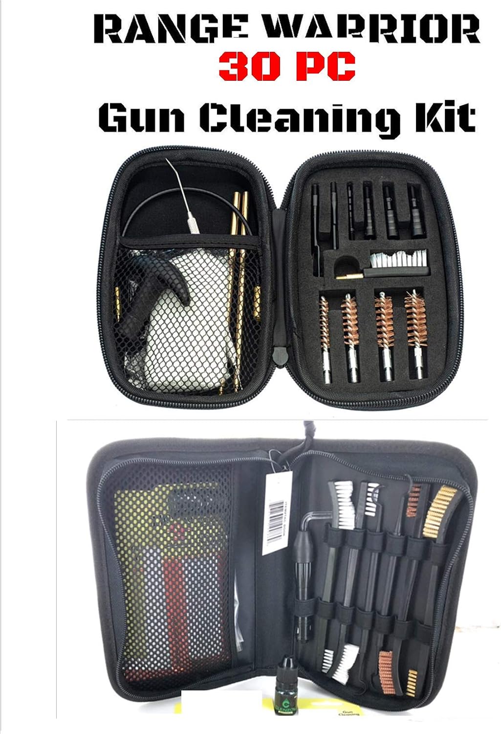 EDOG Premier 30 Pc Gun Cleaning System - Compatible with All Glock Pistols - Tan Instructional Step by Step Pistol Mat, Range Warrior Universal .22 9mm - .45 Kit & Tac Book Accessories Set