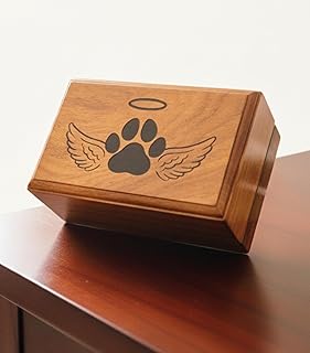 Wooden Urn -paw with Angel Wing-Pet Urns for Dogs Ashes-Decorative Wooden Pet Urns for Ashes - Rosewood Cremation Urns for Dogs-Pet Urns for Cats-Wooden Box (Rosewood)