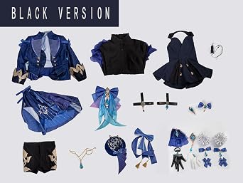 Cosfun Genshin Impact Furina Cosplay Costume Jacquard Upgrade Black Version C08735