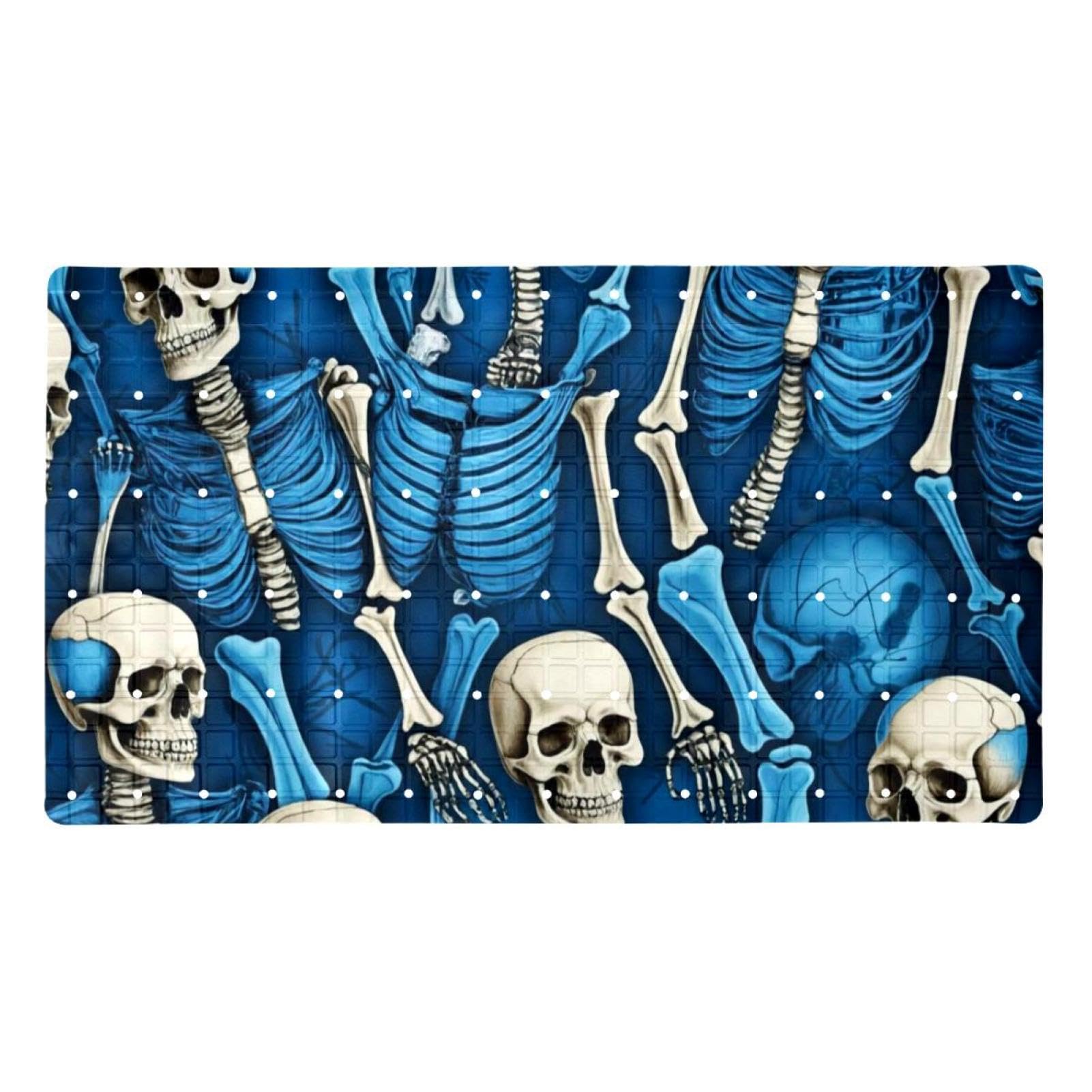 Alfombrilla de baño extra larga absorbente con diseño de esqueleto
