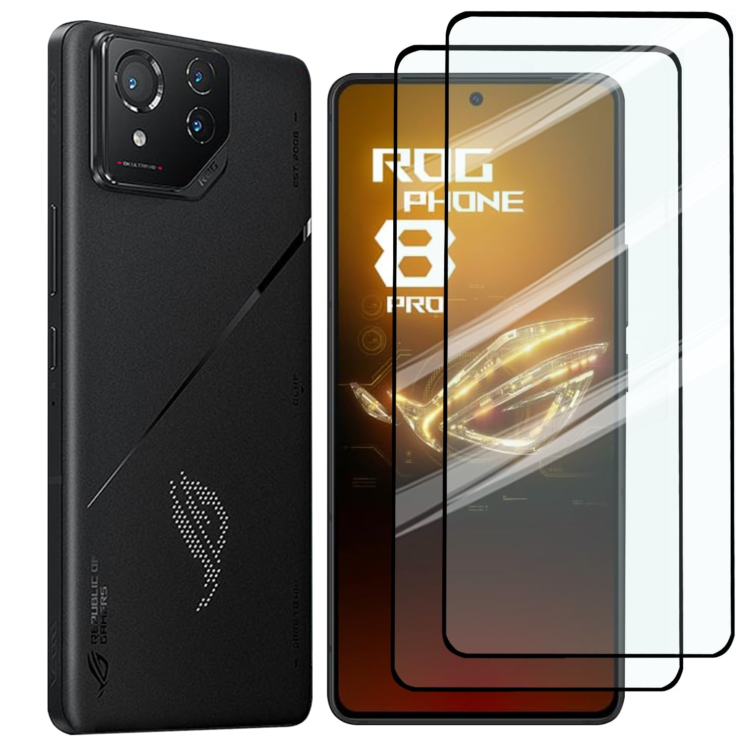 Guizzcg 2 Pack Screen Protector for ASUS ROG Phone 9 Pro 5G/Rog Phone 9 5G/Rog Phone 8 Pro 5G/ROG Phone 8 5G, 2 Tempered Glass Screen Protector,Case Friendly,Scratch Resistant,Clear