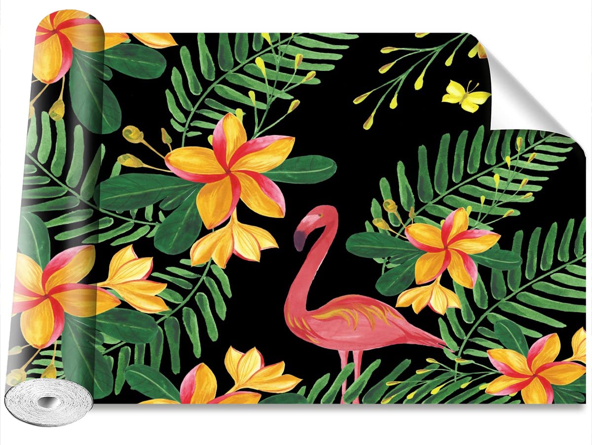 Papier peint fleurs flamants pour une décoration de salon exotique et chaleureuse