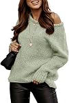 BTFBM Femmes Casual manches longues Chandails d'automne Col d'équipage Couleur solide Pull surdimensionné tricoté souple Pull-over Loose Fit Jumper