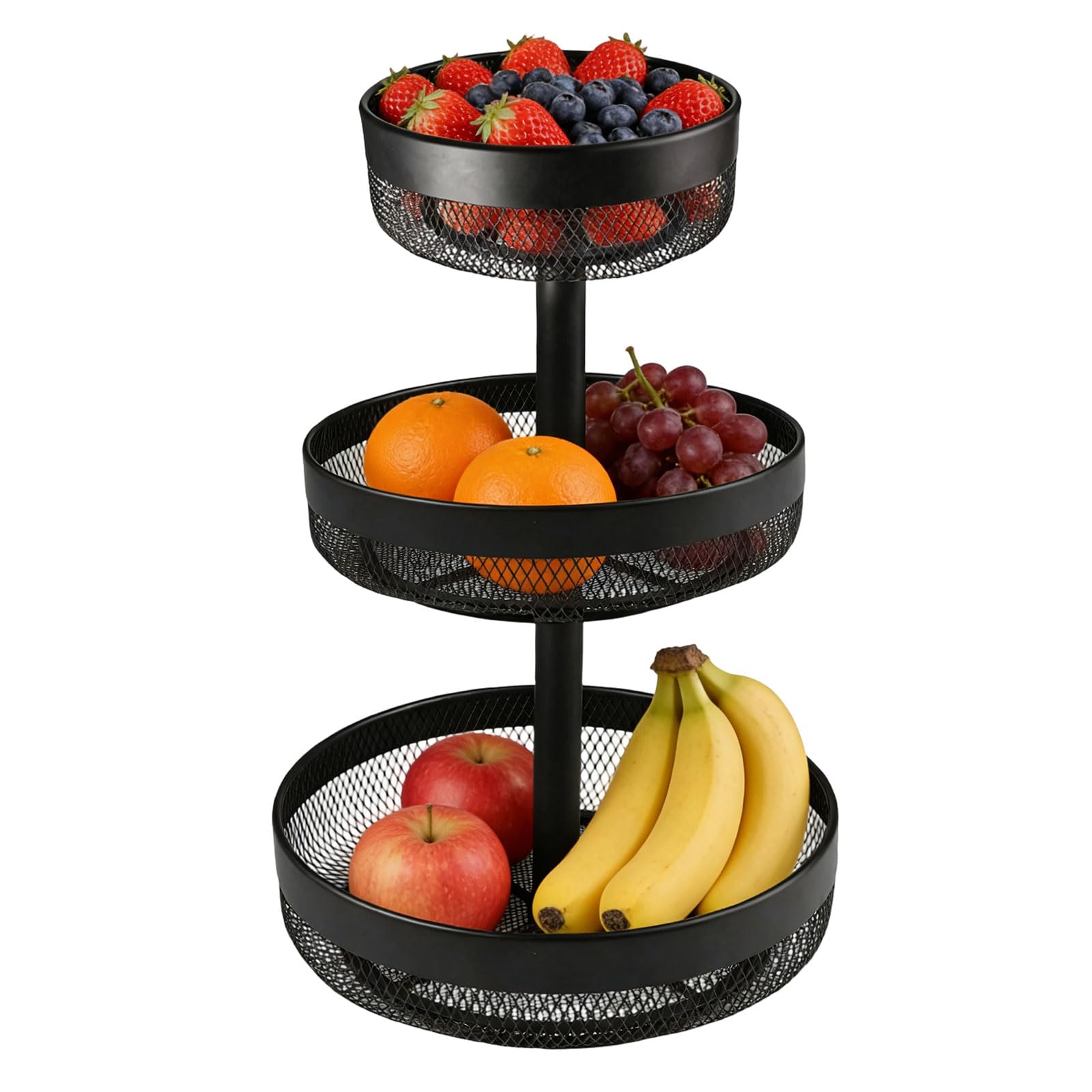 Corbeille a Fruit Métal 3 étages, Noir Panier a Fruit Rond Rangement Legumes Porte Fruit pour Ranger et Organiser Fruits, Légumes, Pain, Snacks dans Cuisine et Salon | Rangement Légumes, Pour Fruits, Légumes, Pain, Snacks, Cuisine et Salon