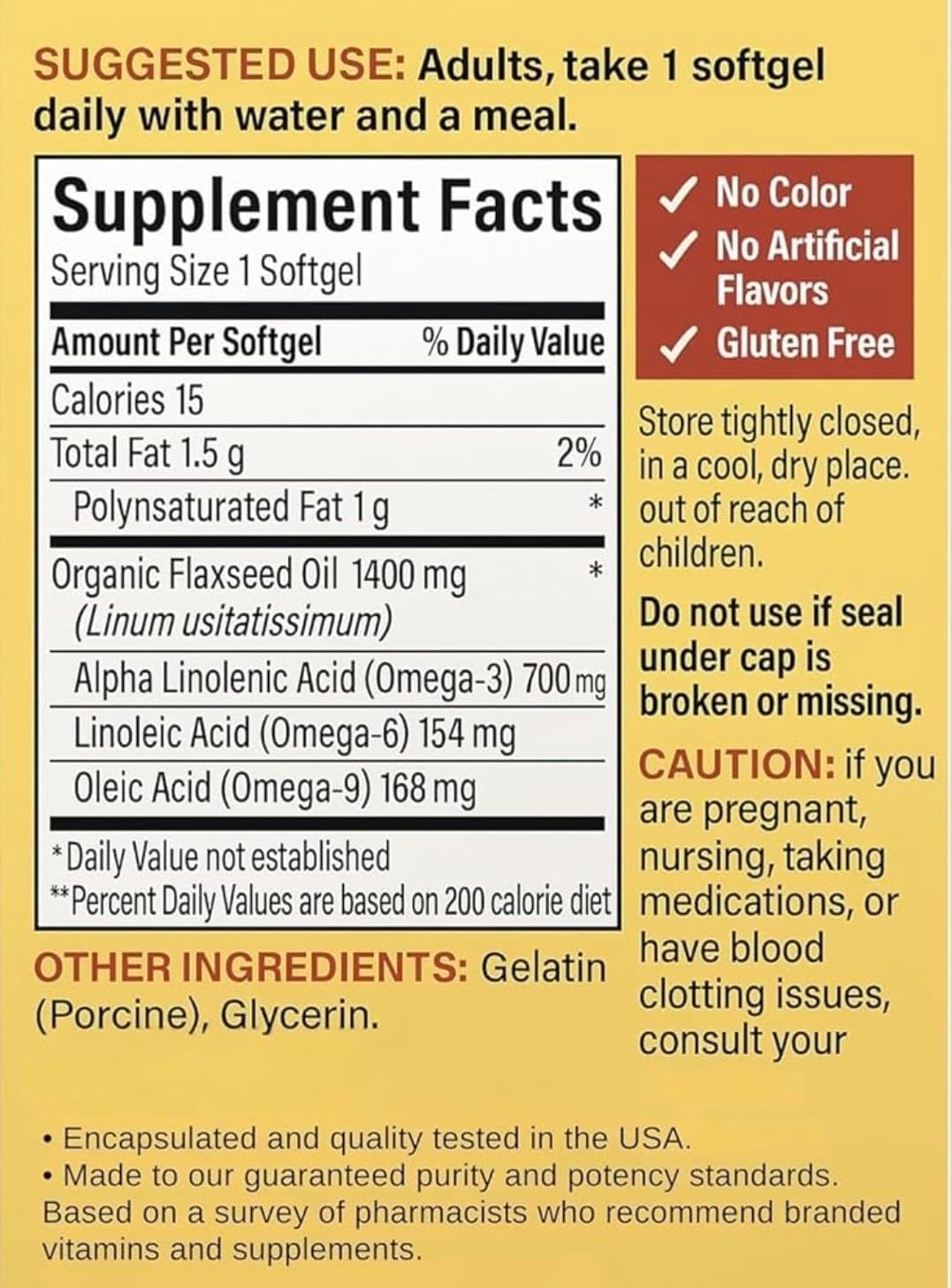 GOOFY TURTLE Nature Flaxseed Oil 1400mg (300 Softgels) | Plant-Based Omega-3 ALA Supplement | 9 Months of Supply.