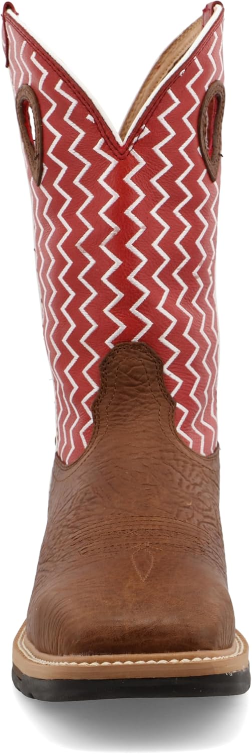 Twisted X Mens Lite Cowboy Distressed Saddle/Cherry Workboot