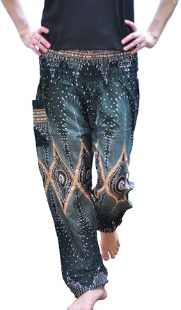 Elephant Pants Print Baggy Harem Green 