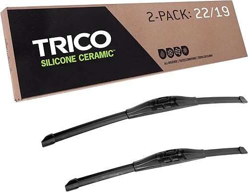 TRICO Silicone Ceramic - Limpiaparabrisas de repuesto, silicona recubierta de cerámica para todo tipo de clima, incluye escobillas de haz de 22 y 19