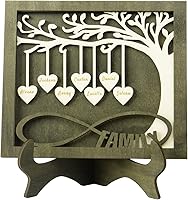 Vista 40 de Joyforisa Regalos para mamá y abuela, marco personalizado del árbol de la vida con corazones y nombres, marco de árbol familiar de madera