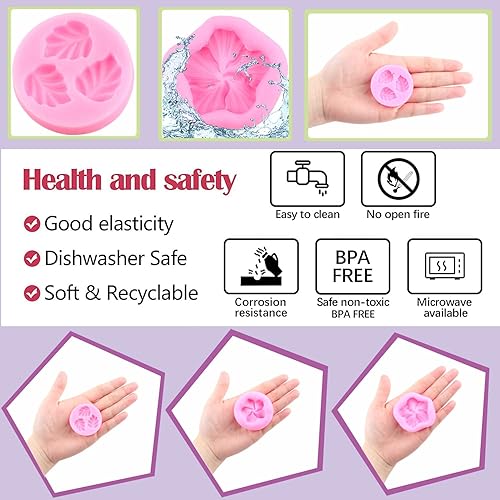 Miniatura 2 de Mujiang Molde de silicona de hojas tropicales de flamenco, hojas de Monstera, moldes de fondant, hojas de palma, molde de caramelo para decoración