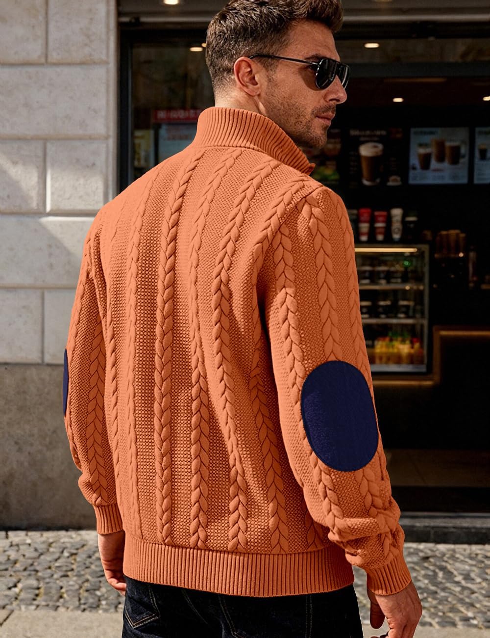 Mens Sweater Knitted Quarter Button Long Sleeve Casual Sweatshirts Quilted Stand Collar Pullover Cable Sweaters - Image 5