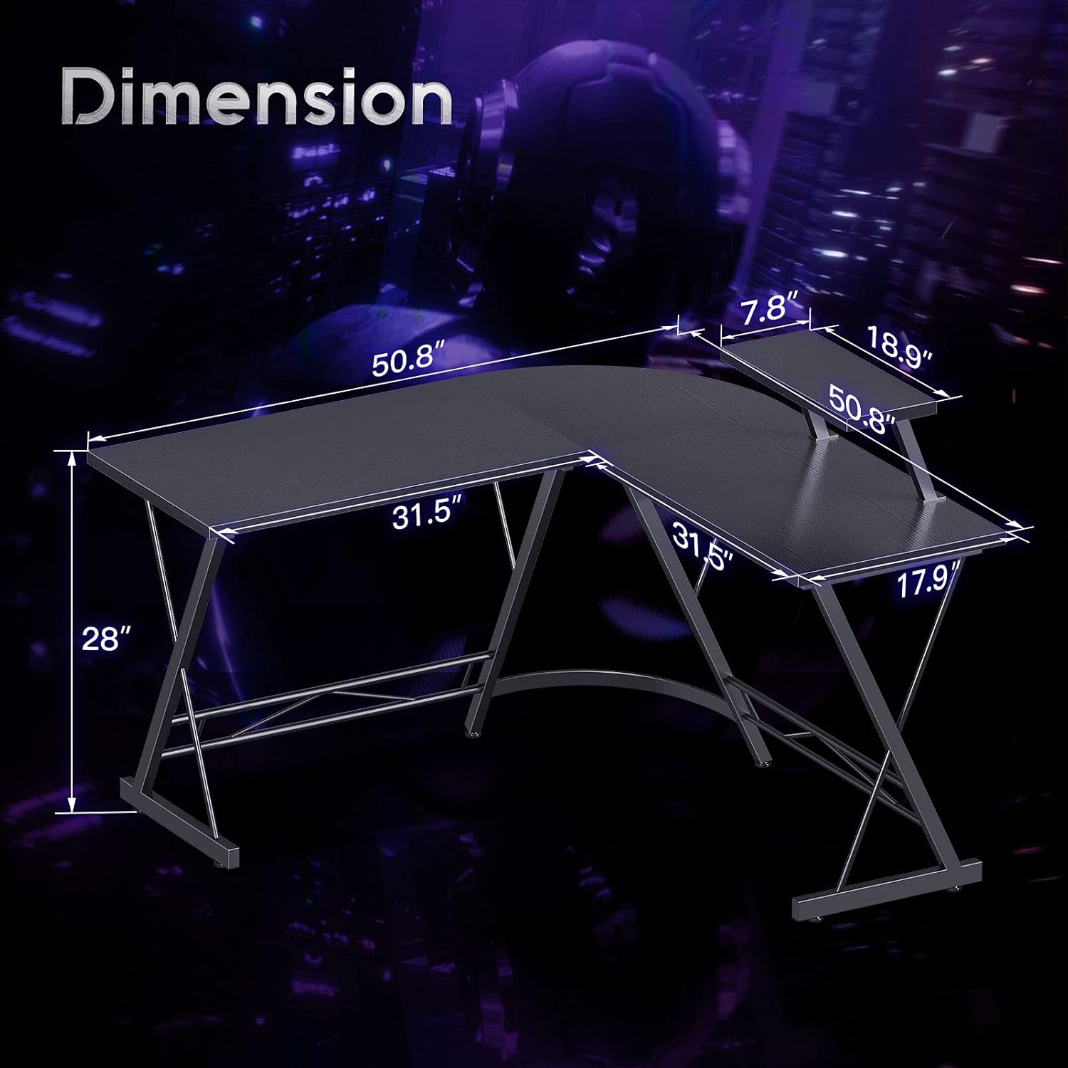 L Shaped Gaming Desk, Home Office Desk with Round Corner, Computer Desk with Large Monitor Stand Desk Workstation : Home & Kitchen
