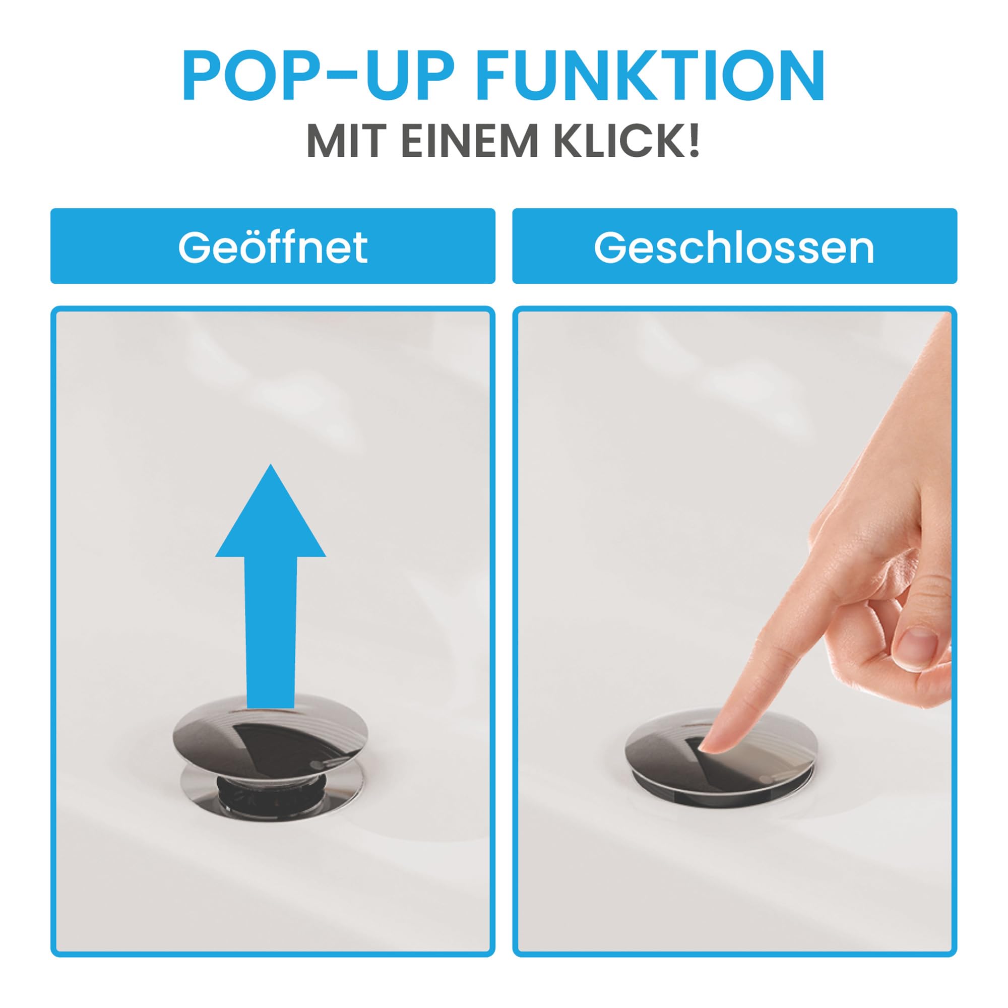 Bächlein Bundle - Badarmatur Aldeya + Ablaufgarnitur platzsparend + Design Siphon - Chrom