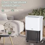 Uhome 30 Pint Dehumidifier - 1500 Sq Ft Dehumidifiers for Basement with Activated Carbon Filter, Humidity Sensor, Auto Shut Off, Continuous Drainage Hose - Ideal Dehumidifiers for Home White