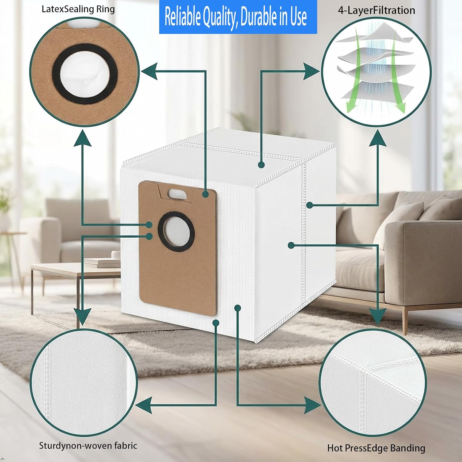 Replacement Dust Bags for Bagotte S6Pro / H6Pro Robot Vacuum, 10 Pack | Spare Parts Accessories