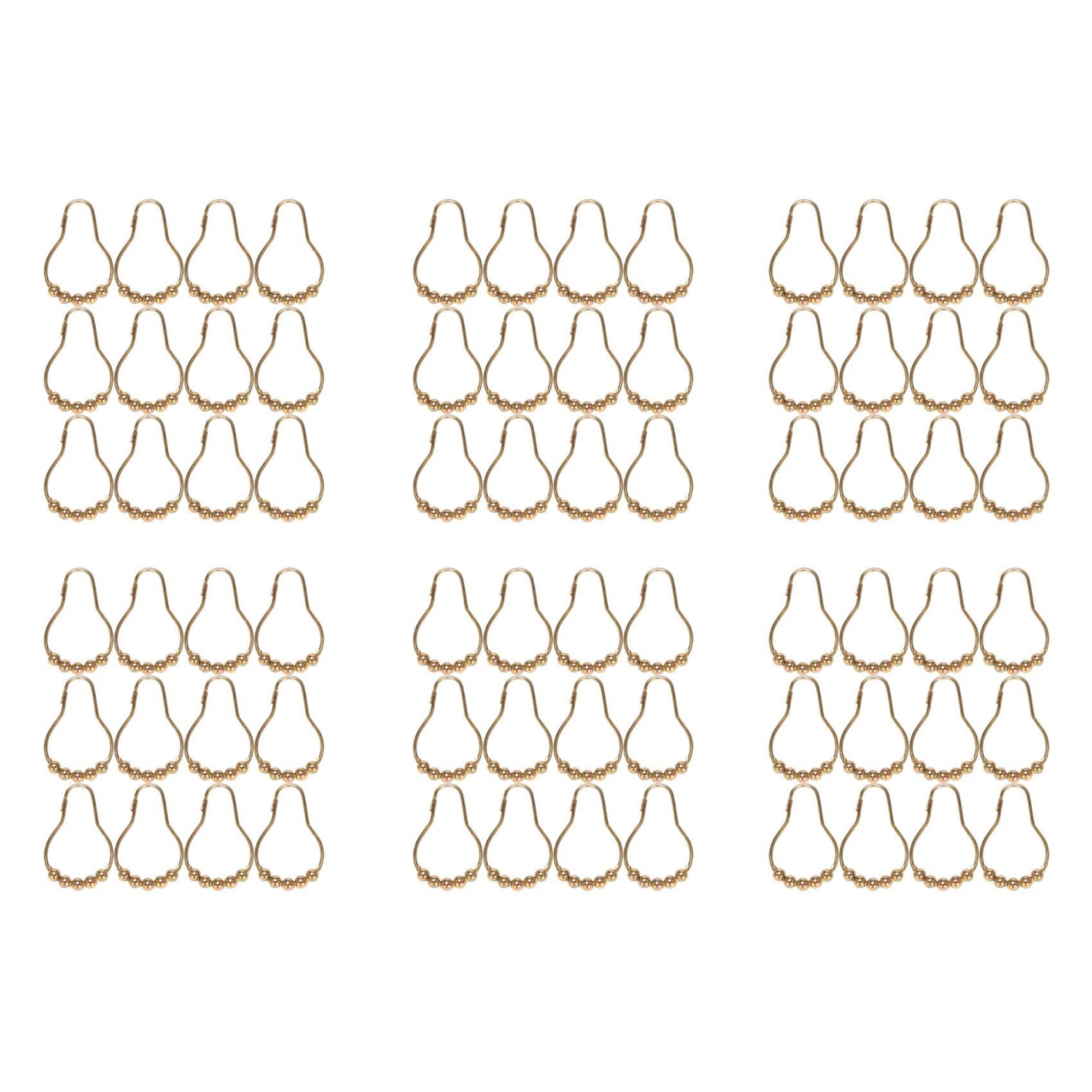 Hndhbfgrt Rustproof Shower Curtain Hooks Frictionless Stainless Steel for Shower Curtains Rods Polished Gold Set of 72 Hooks