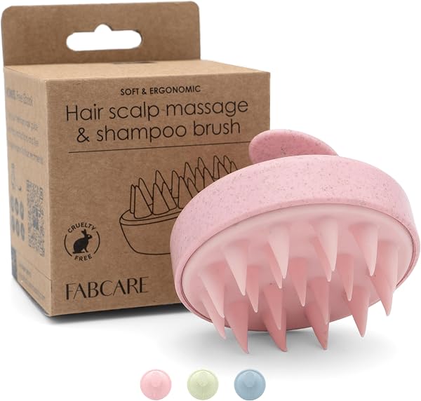 FABCARE Massaggiatore Cuoio Capelluto in Silicone con Steli di Grano per Capelli Asciutti e Bagnati, Stimola Crescita, Favorisce Circolazione e Supporta il Benessere del Cuoio Capelluto (Rosa) - 2