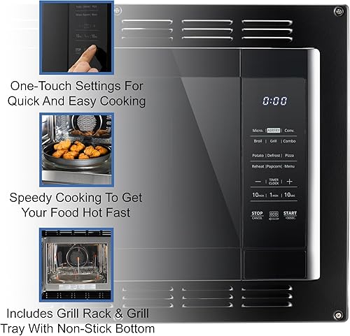 Miniatura 4 de RecPro Freidora de aire de cocina RV y microondas de convección con kit de moldura  1.0 pies cúbicos  120 V  6 modos de cocción (negro)