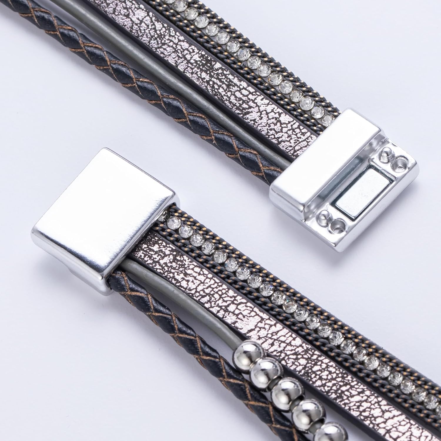 FANCY SHINY Boho Leather Wrap Bracelet Stackable Infinity Chunky Cuff Bracelets Western Hippie Outfits Jewelry Valentine Gifts for Women - Image 5