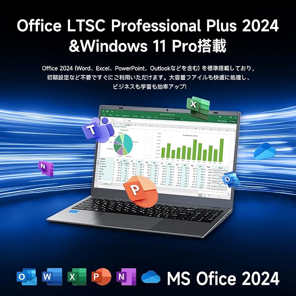 HPUMLSE第14世代軽量ノートパソコン15.6インチノートPC ,8GB DDR3 メモリ/256GB M.2 SSD/プライバシーカメラ物理的セキュリティ・ロック/日英バイリンガルキーボード/PC windows11/Intel Pentium Gold 6500Y/@3.4GHz/FHD1080/Type-C/7.7V5800mAh容量/HDMI/Laptop - 4