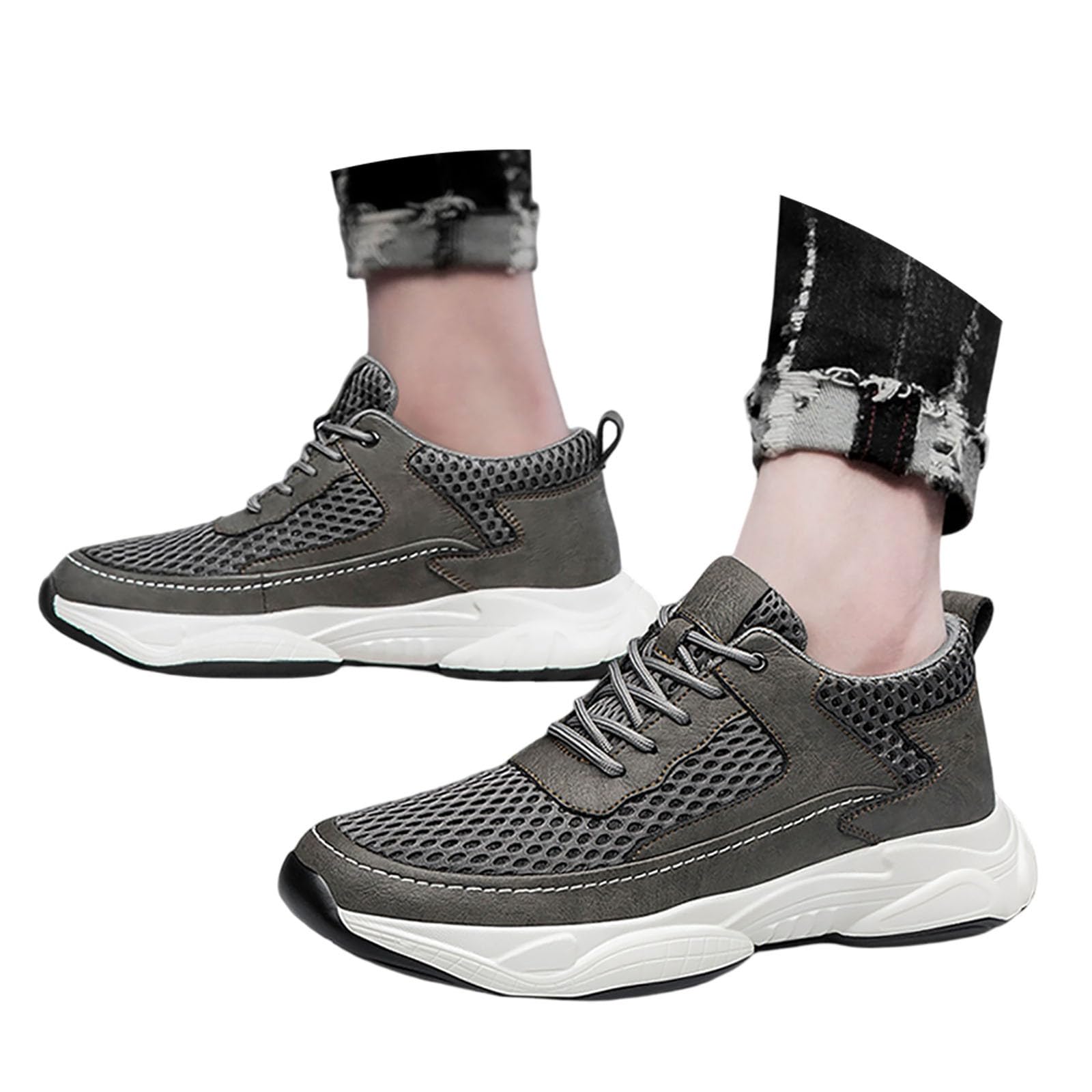 Zapatillas Hombre de malla ligera transpirable con tacón invisible 6/8/10cm Taller Zapatos de deporte casuales Zapatillas transpirables para ciudad, ocio y paseos