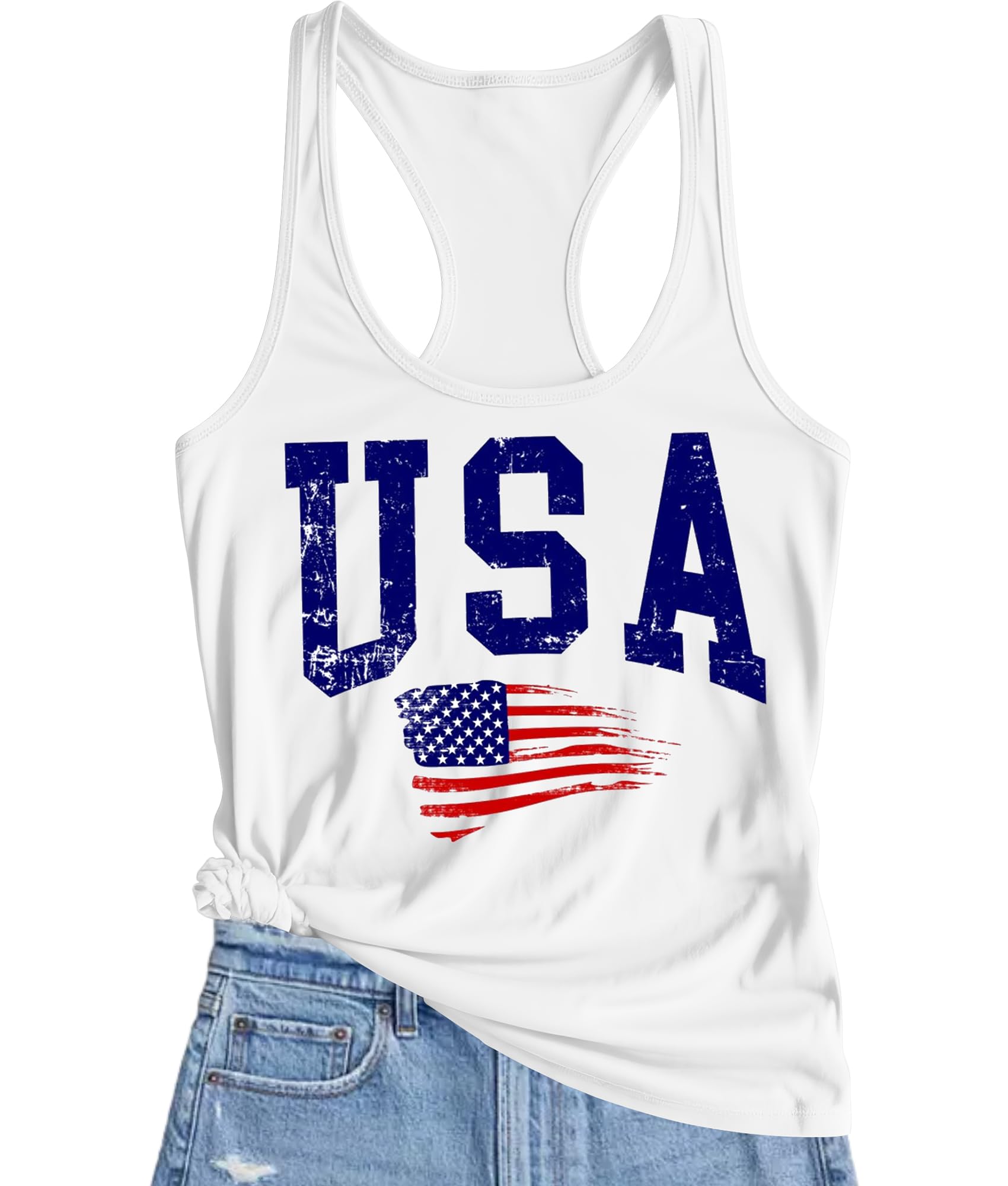 American Flag Tank Tops for Women 4th of July Vest Patriotic Shirt Funny USA Flag Stars Stripes Sleeveless