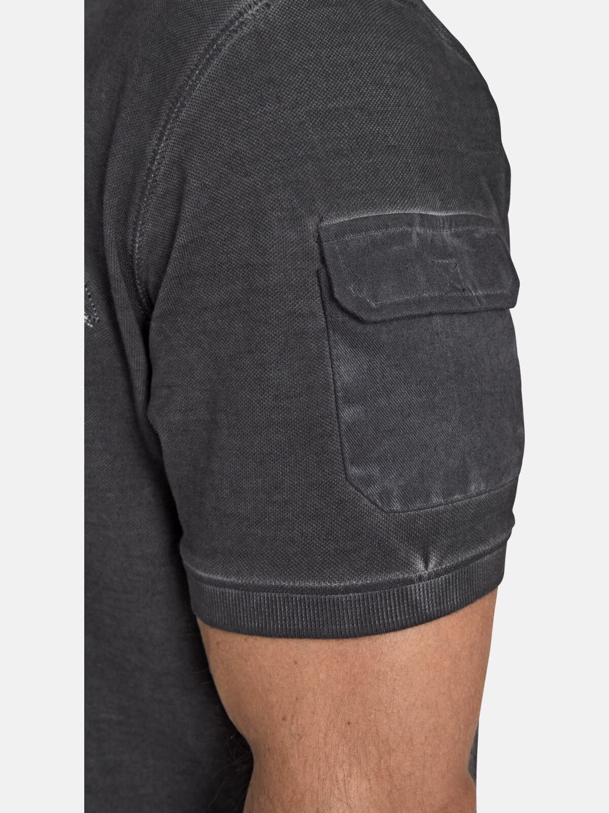 Jan Vanderstorm Herren Poloshirt Alsing | kurzarm, Knopfleiste|Tasche am linken Ärmel | Aufdruck | reine Baumwolle |große Größen L-7XL