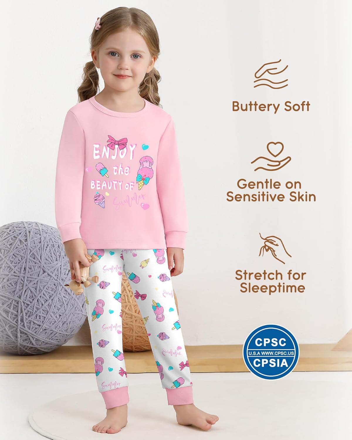 Mikrdoo Baby Girls Pajamas Set 2-Piece Long Sleeve Pjs Stretch Soft Sleepwear for Kids 12Months-7Years - Image 4