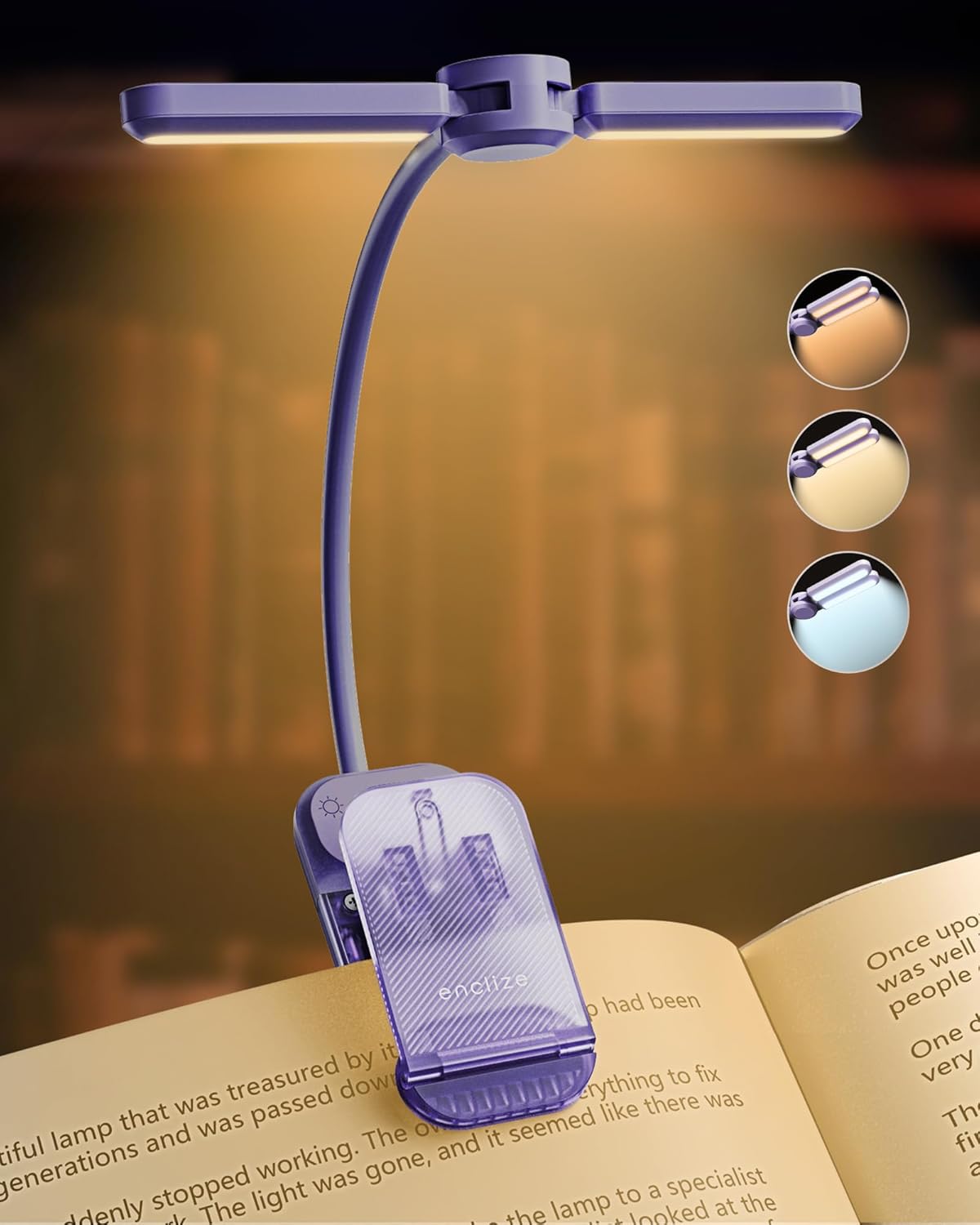 enclize LED Reading Light, Rechargeable Book Lights for Reading at