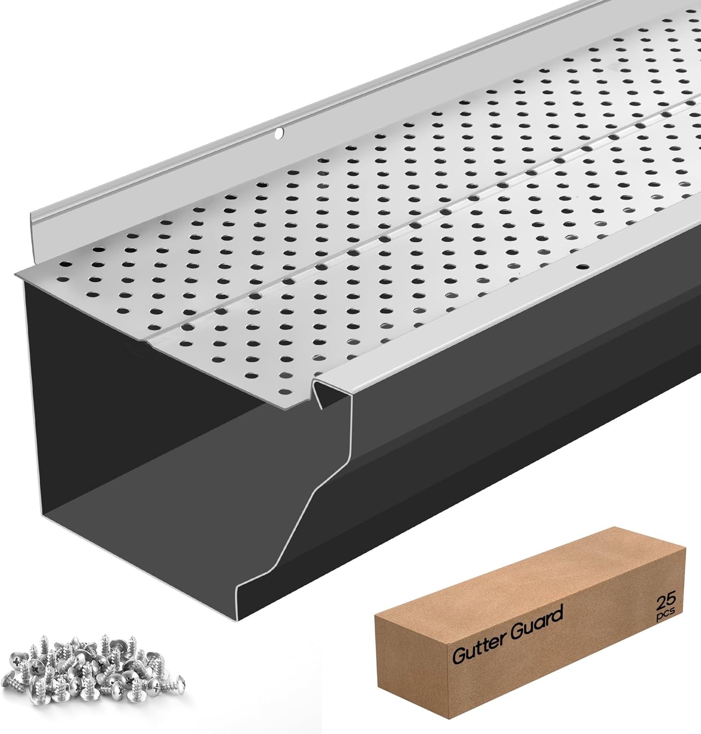 5" Gutter Guard,25 Pcs 100 Ft Heavy-Duty Aluminum Mesh Leaf Guards with Screws for 5" Gutters Leaf and Debris Protection.