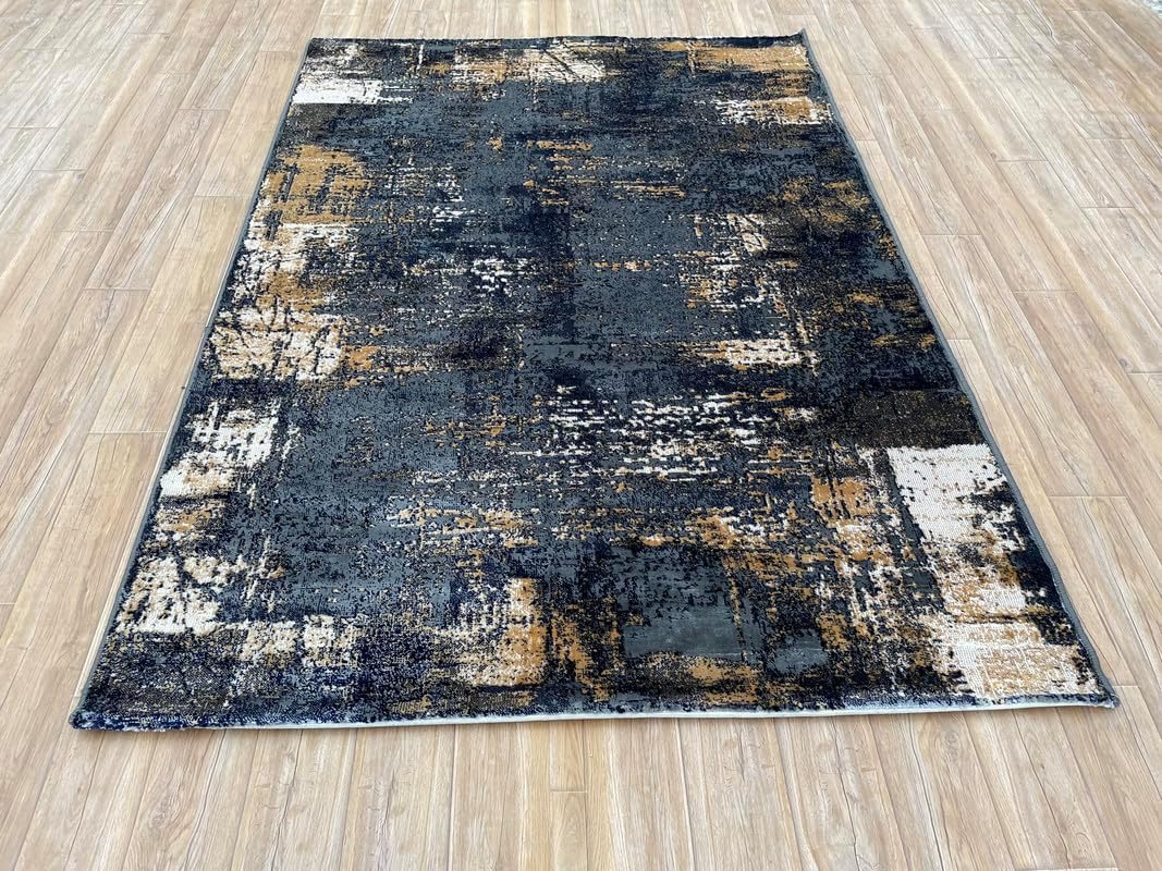 Abstract Design Viscose Silk Rectangular Area Rug for Your Living Room Color Multicolor Size 3x5 Feet(90x150cm)