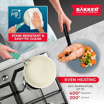 Bakken- Swiss 2-Piece Mini Pan Set 5.5 Non-Stick Egg Pan with Kitchen Spatula, Cool-Touch Handles, Heat-Resistant Up To 400 F, Food-Grade Safe, For Gas, Electric and Ceramic Cooktops, Aqua