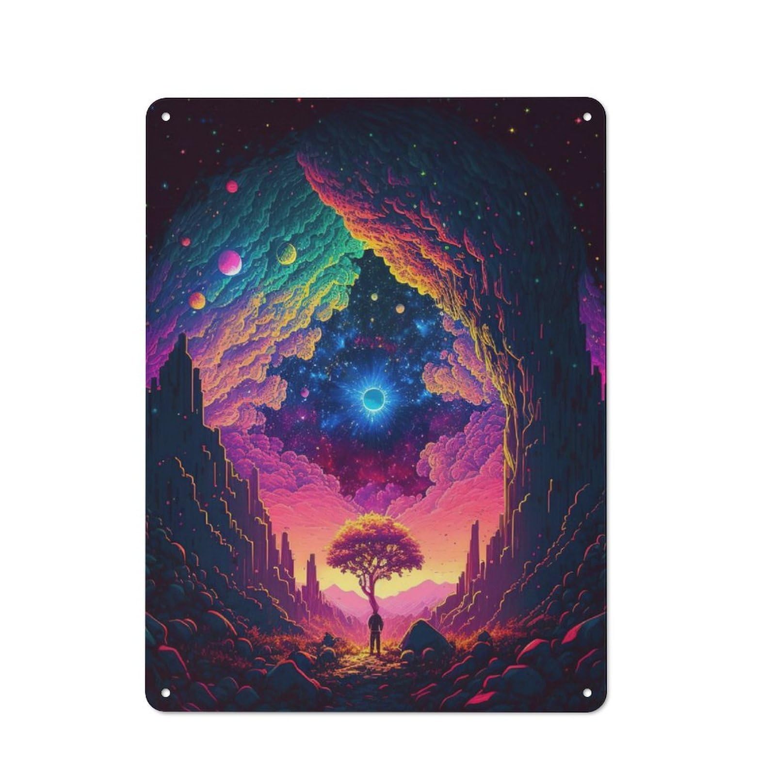 Junmoney Galaxy Tree For Lounge Or Reading Corner, Retro Metal Plaque 40X30cm, For Vintage Wall Decor Fans, For Metal Sign Collectors