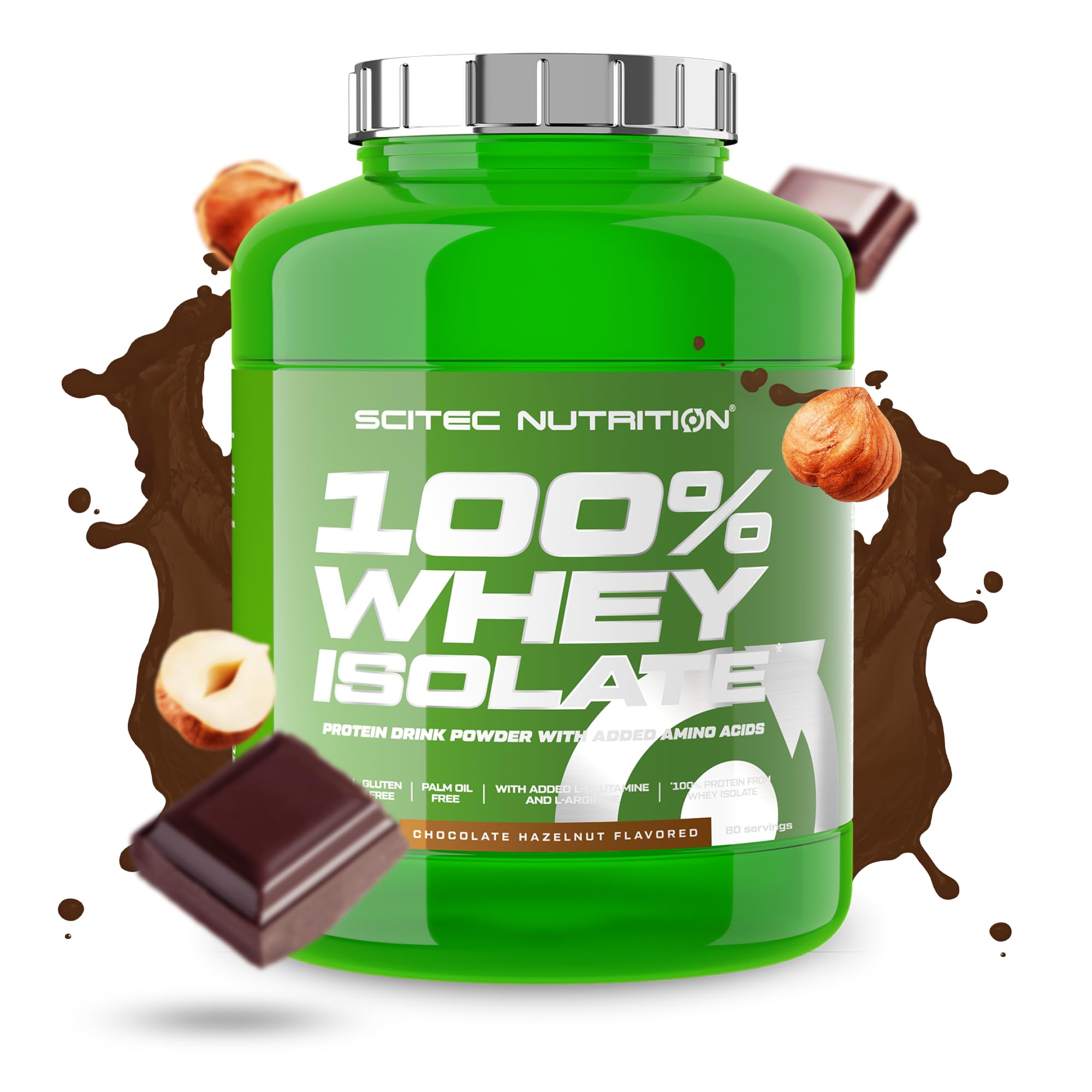 Scitec Nutrition 100% Whey Isolate - Czysta Moc Białka z BCAA - Glutamina i Arginina - Formuła bez cukru i glutenu, 2 kg, Czekoladowo-Orzechowy