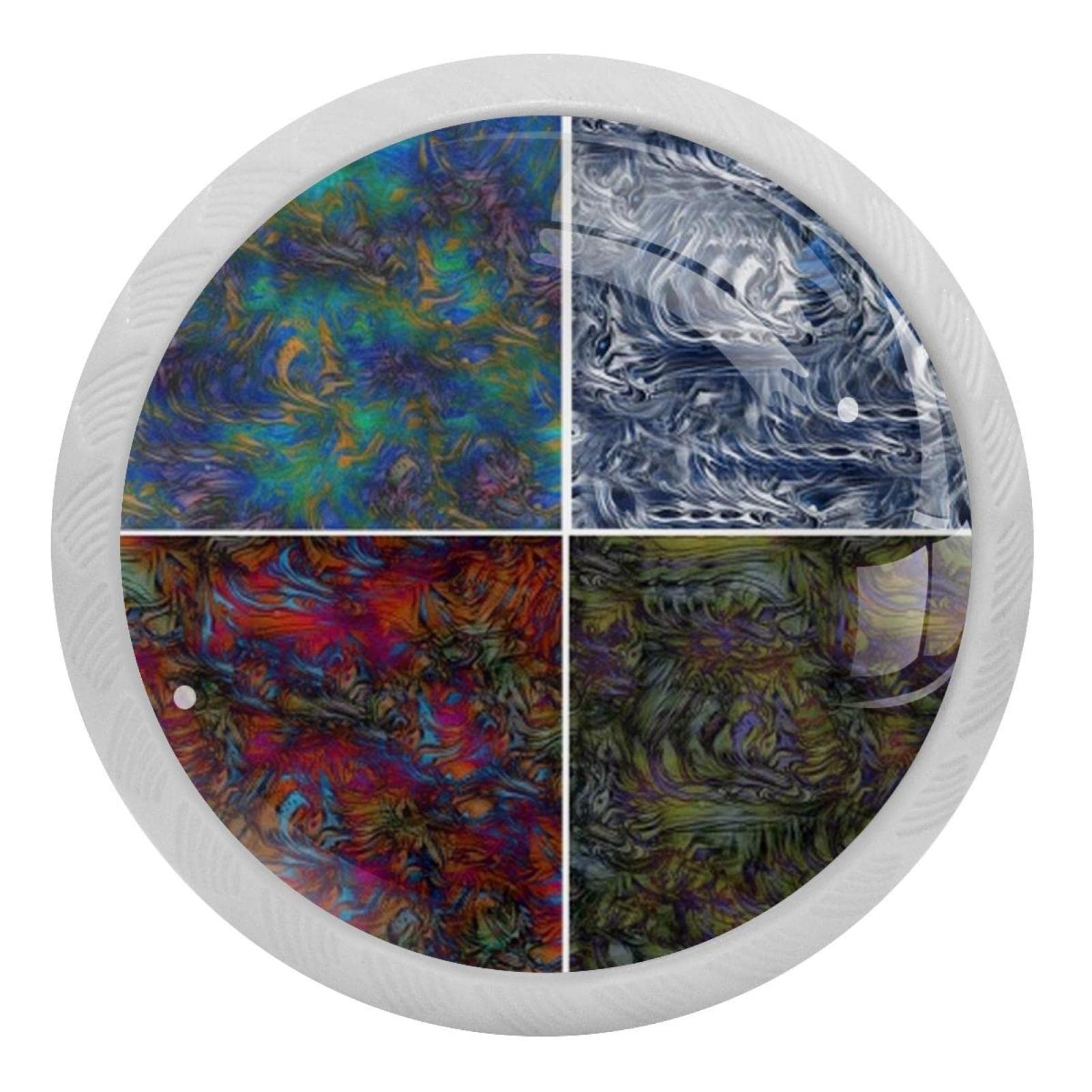 Boutons de tiroir en verre fluorescent Symphony blanc pour meuble et placard, lot de 4