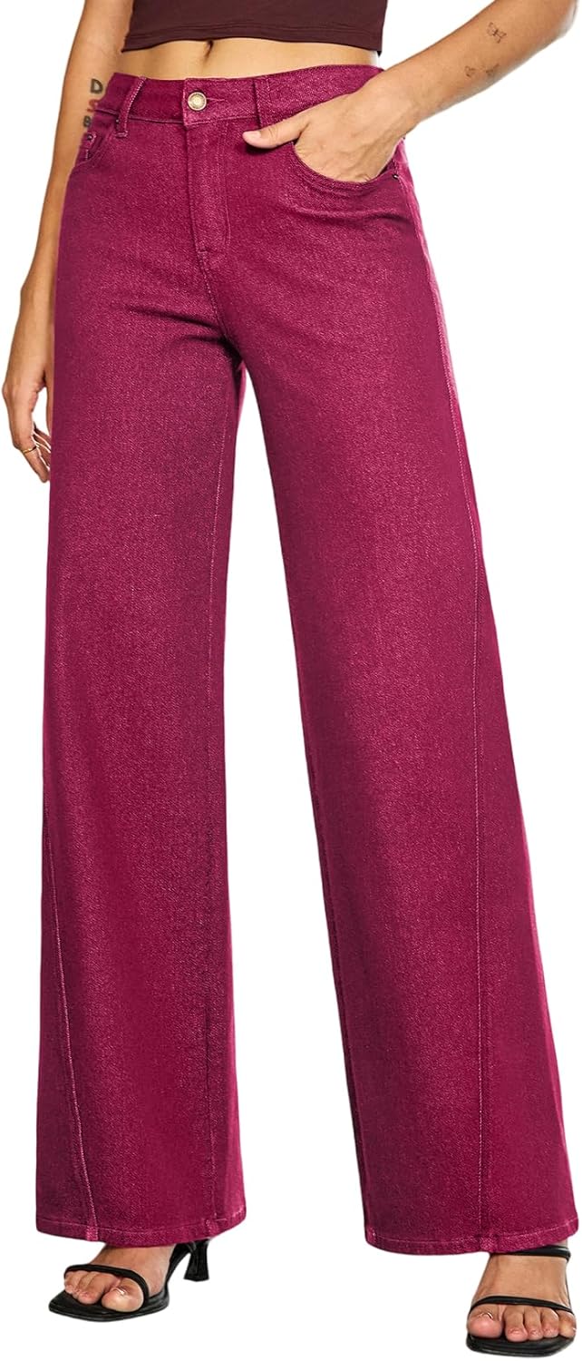 Sidefeel Women's Baggy Wide Leg Jeans High Waisted Straight Leg 2025 Fall Outfits Denim Pants