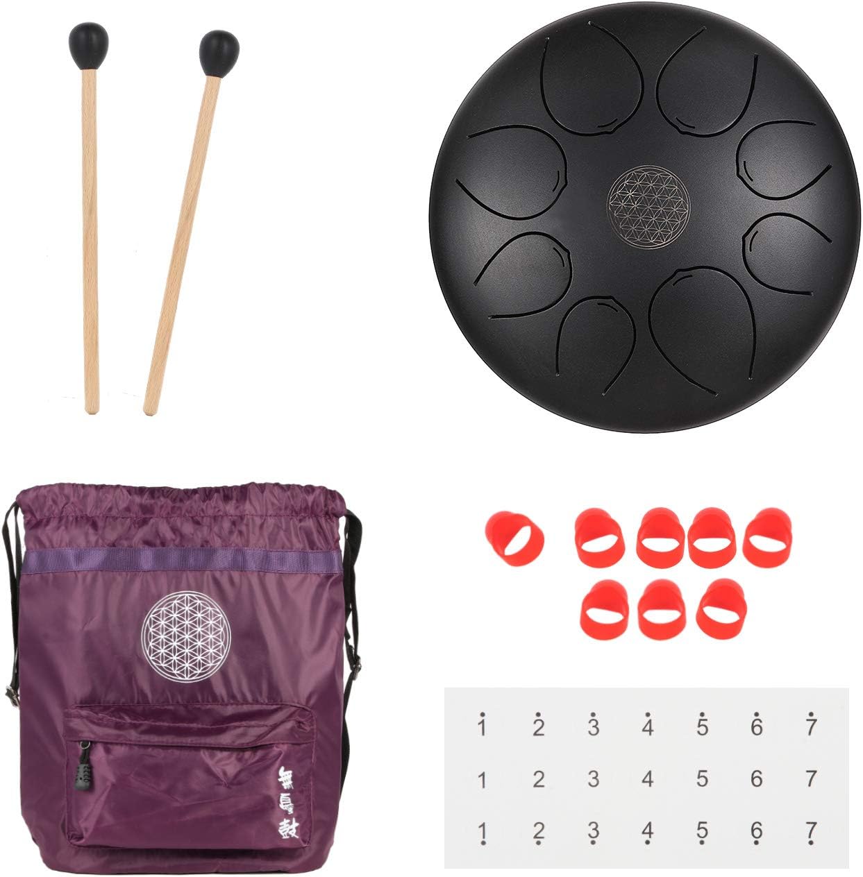 12inch Black Steel Drum Tongue Drum, Handpan, Chakra Drum, Sound Healing, Black
