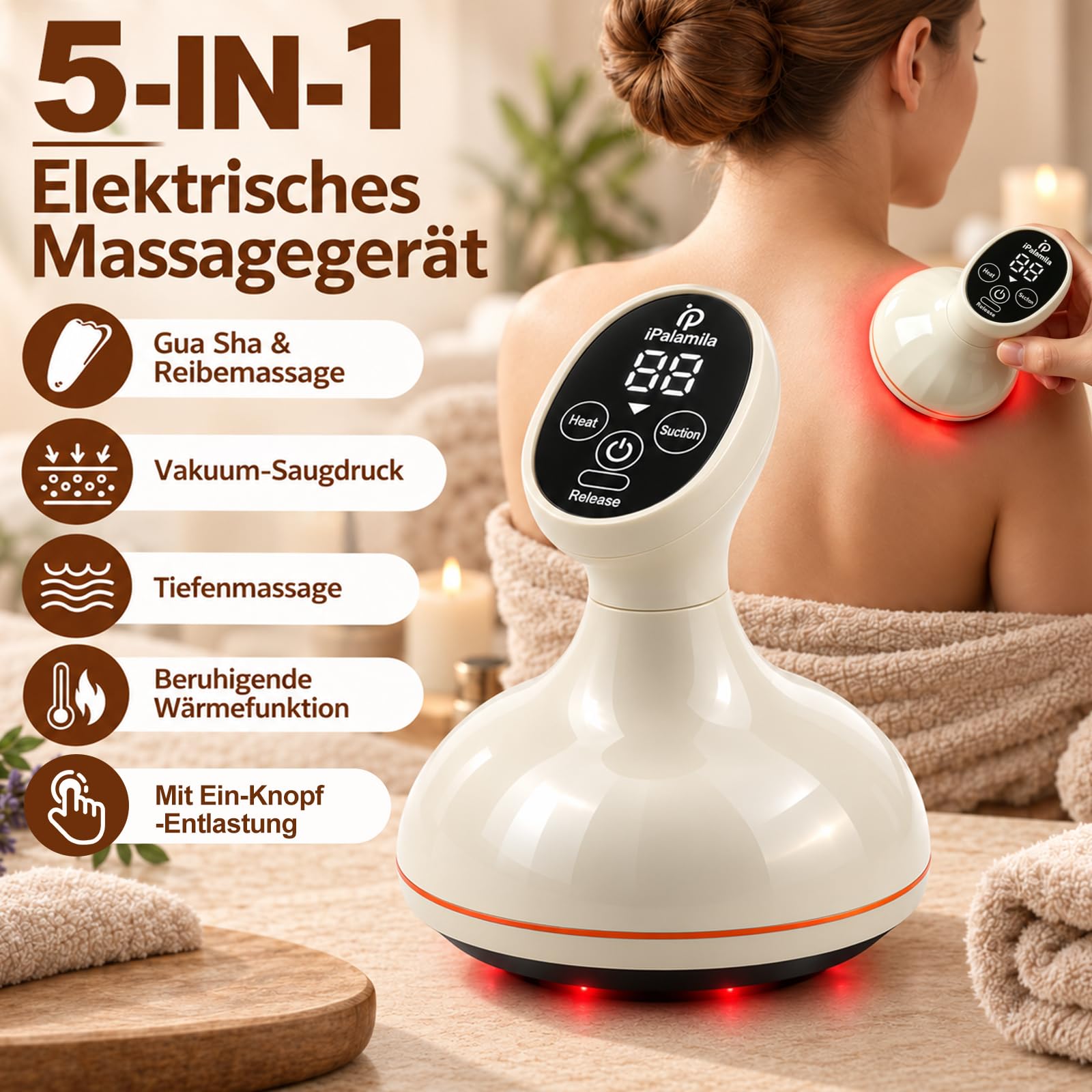 Celluviaa Gerät – Cellulite Massager & Massagegerät,5-in-1Massagegerät Mit Ein-Knopf-Entlastung,Cellulite Massagegerät zur Hautstraffung und Durchblutung, Anti-Cellulite-Massage am ganzen Körper