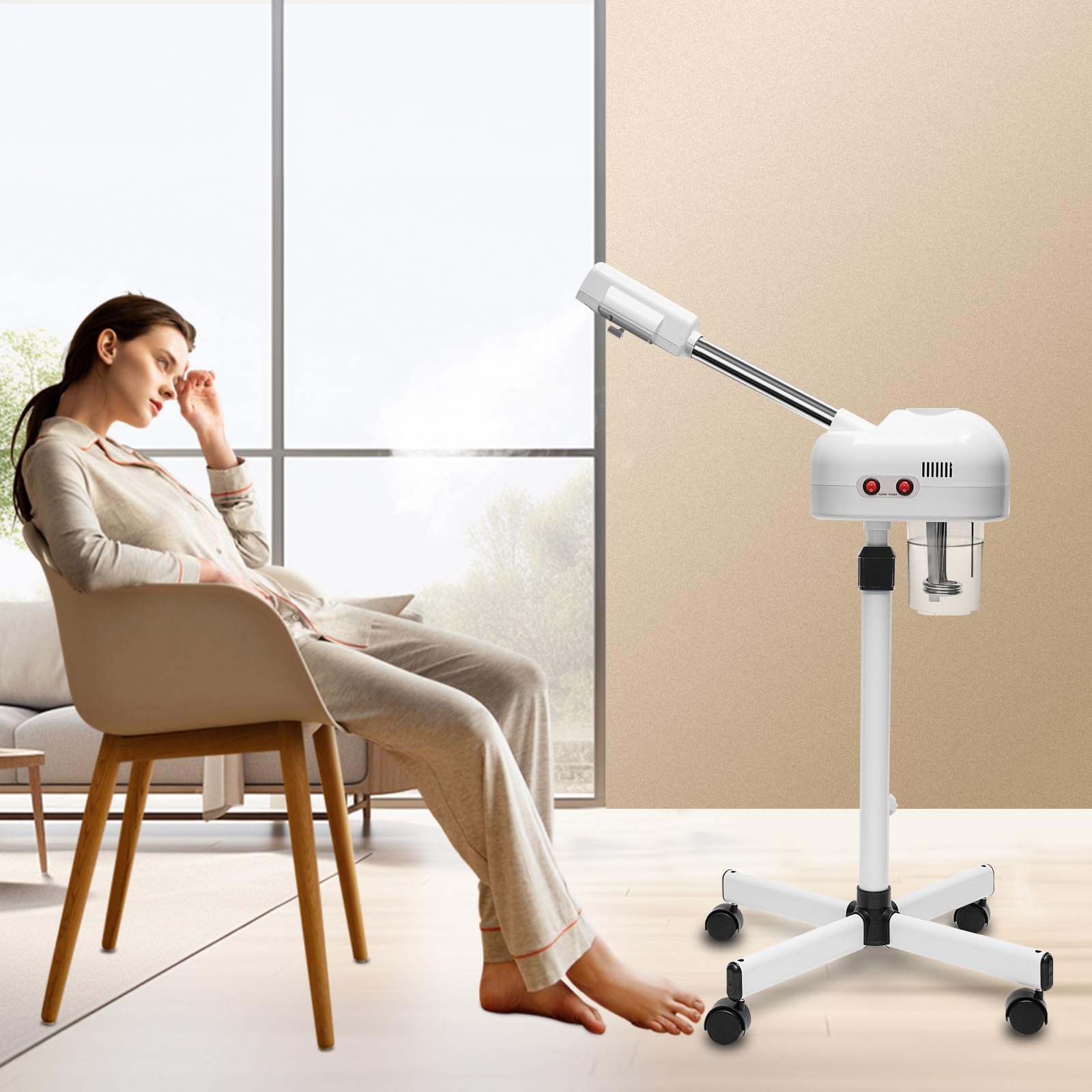 Gesichtssauna Verdampfe Professionelle Vertikaler Gesichtsdampfer Gesichtssauna mit 750ml Wassertank Beauty Studio Vaporizer Facial Steamer für Krankenhäusern, Schönheitssalons