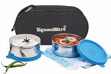 Midday Max Fresh Stainless Steel Lunch Box Set, 350ml, Set of 2, Blue