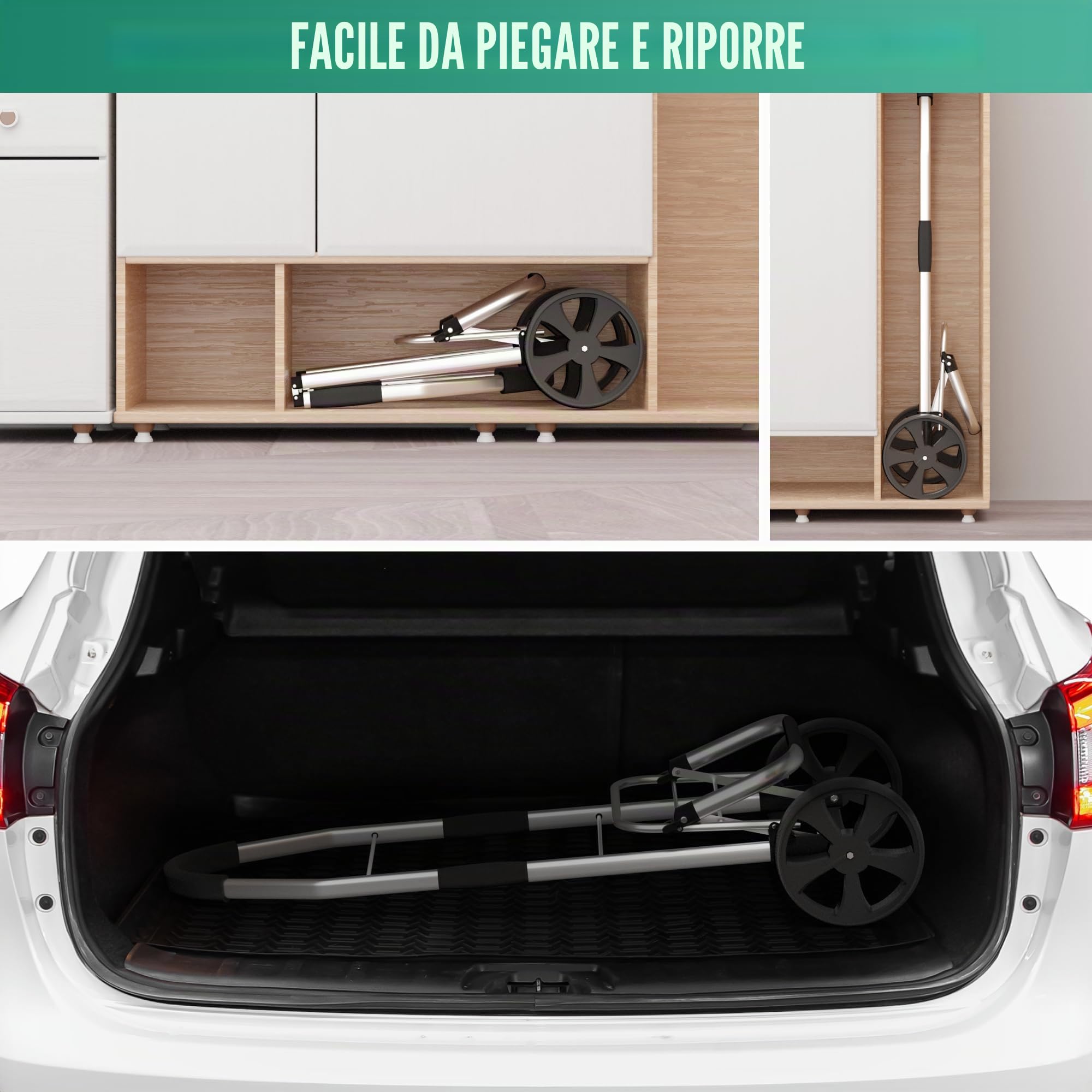 Avalo Carrello per la spesa con scomparto refrigerante - Pieghevole - Borsa per la spesa rimovibile - Carrello della spesa