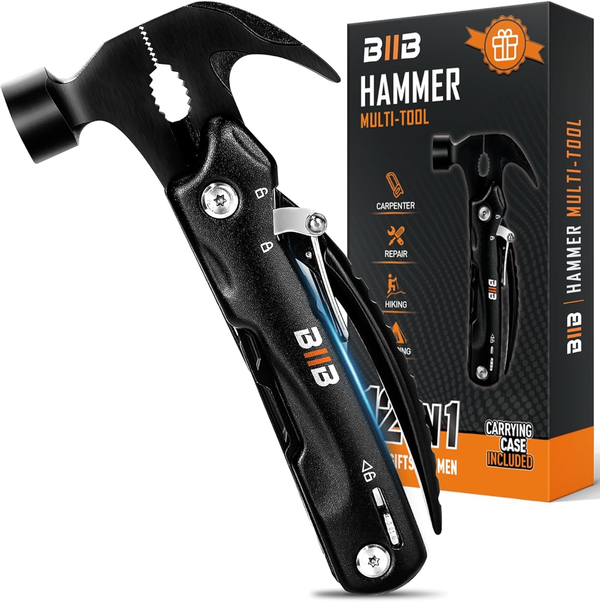 BIIB Gifts for Men, Multi Tool Gadgets, Stocking Fillers for Men Christmas Gifts for Him, Dad Birthday Secret Santa Christmas Presents for Women, Hand Tools 12 in 1 Multitool Camping Essentials