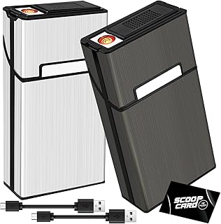 roygra Cigarette Case with Lighter (2 Pack), King Size 100s Magnetic Switch 20 Capacity