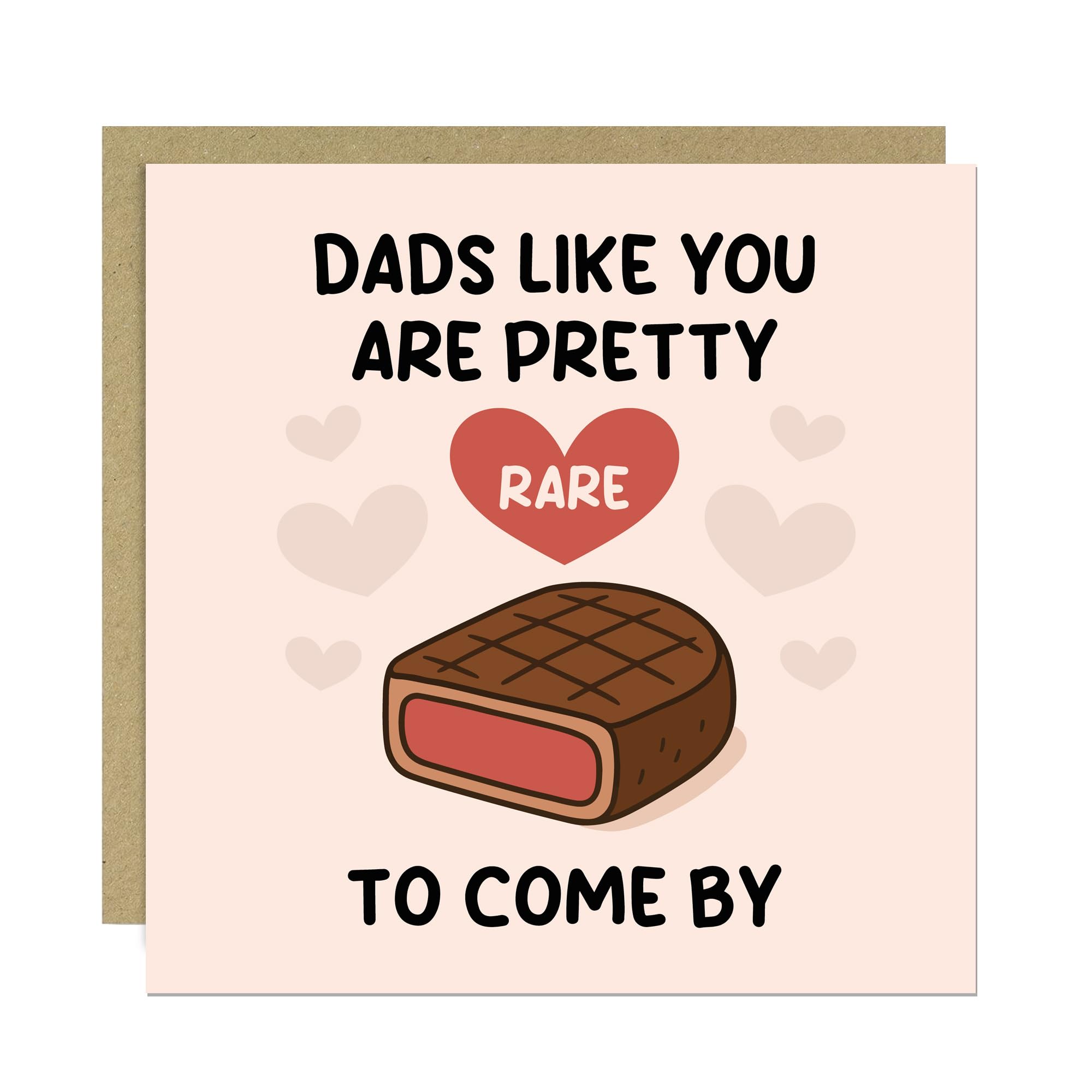 RED OCEAN Funny Card For Dad, 'Pretty Rare' Father's Day Cards, Birthday Card For Dad, 145x145mm With Kraft Envelope, Greetings Cards From Daughter Son