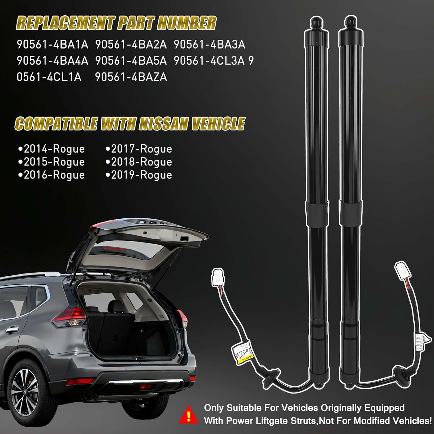 Power Liftgate Tailgate Actuator Compatible With Nissan Vehicle 2014-2019 Rogue, Electric Rear Hatch Struts, Trunk Tailgate Power Shock Support, Replace#90561-4BA1A 90561-4BA2A 90561-4BA3A 90561-4BA4A