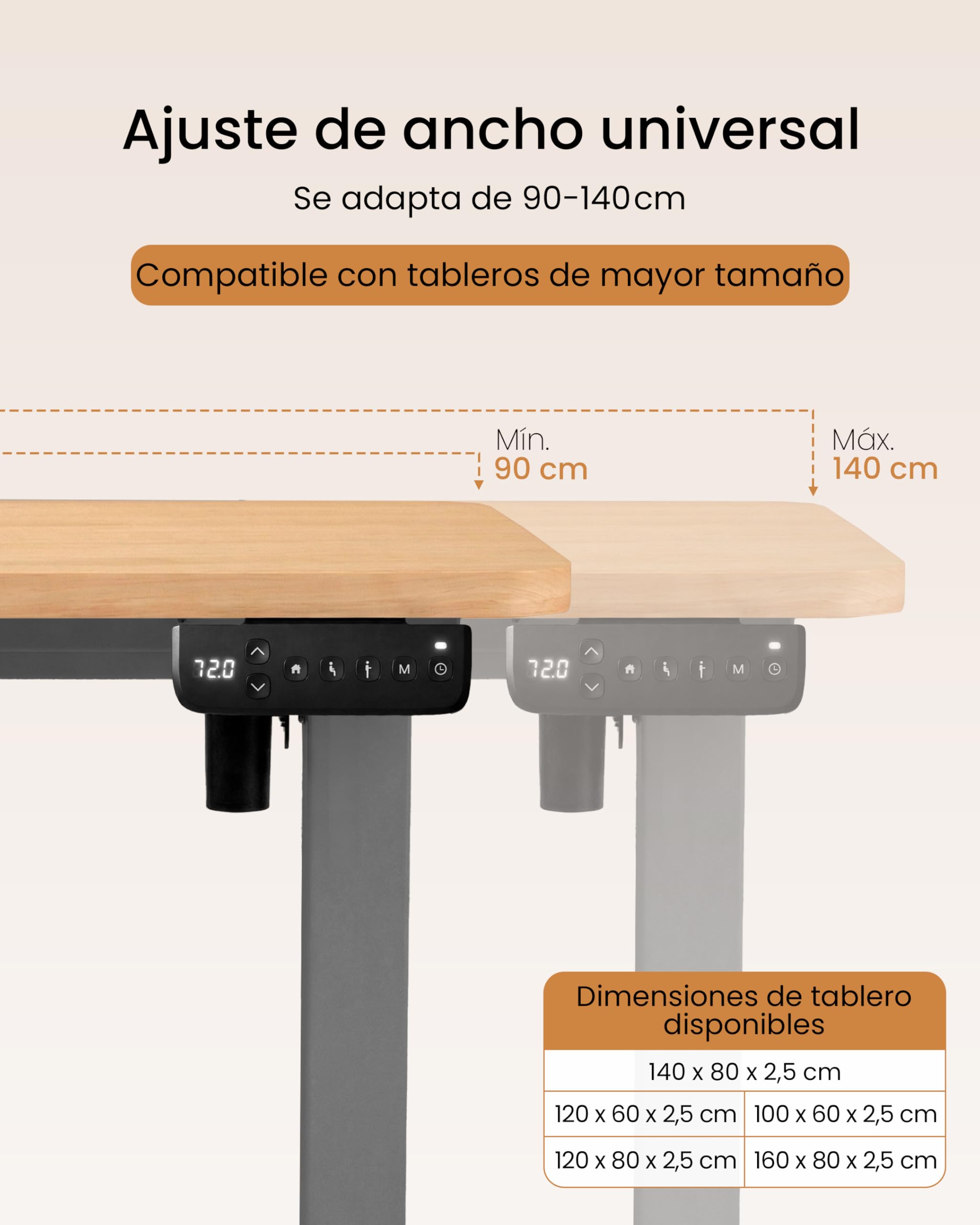 unycos - Escritorio Elevable Eléctrico con Tablero, Mesa con Opciones de Altura, Motor Individual, Función Memoria, Anticolisión, Temporizador, 100 * 60 * 2.5cm (Gris/Madera, Core One)