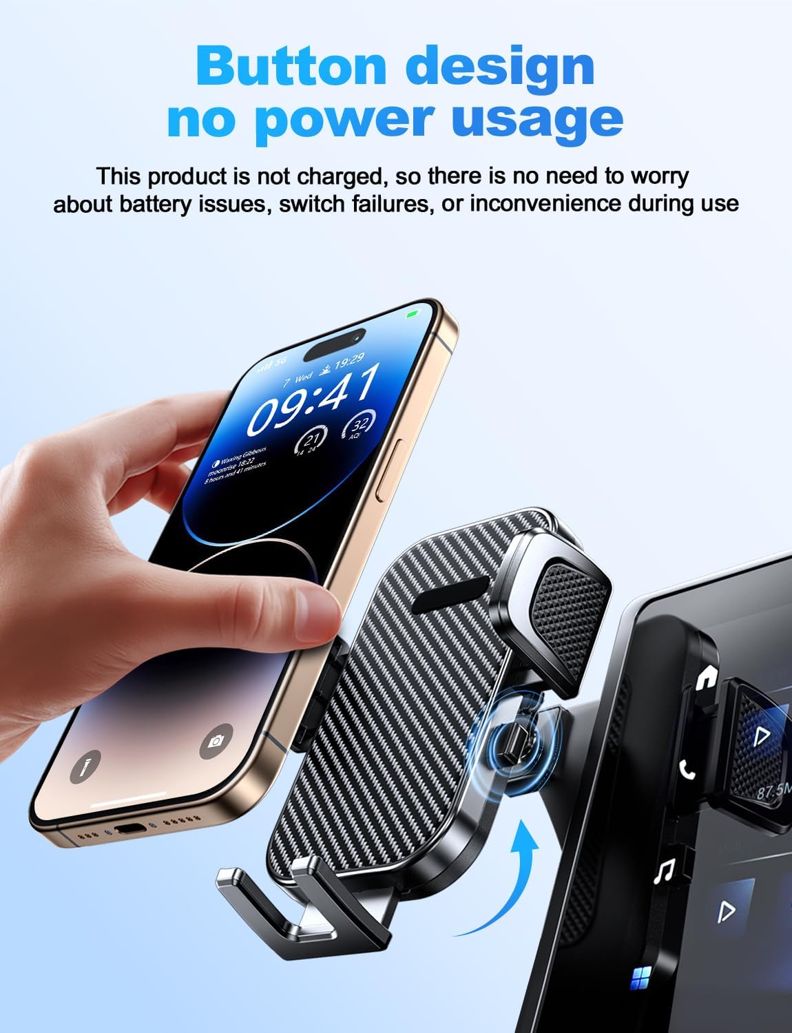 Car Phone Holder for Toyota Rav4 2019-2025 Accessories,8-Inch Screen Fixed Clip,Ultra-Stable Clip with Anti-Shake,360° Rotation Smart Phone Mount