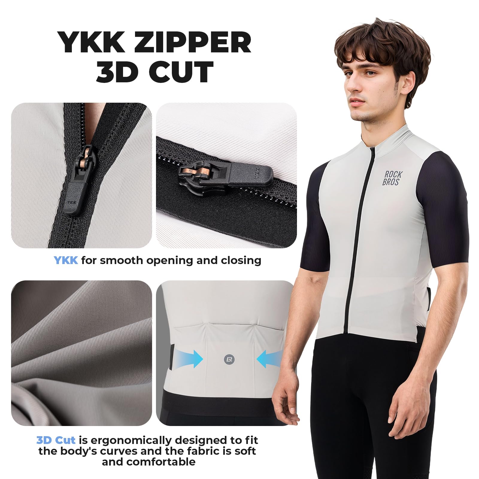 ROCKBROS Kurzarm Fahrradtrikot Herren Radtrikot Schnelltrocken Atmungsaktive Radshirt T-Shirt für Männer Sommer MTB Rennrad