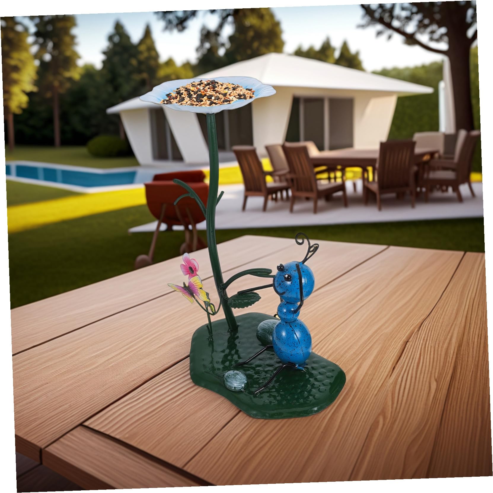 Toddmomy 2 Pezzi Mangiatoie per Uccelli in Metallo per Giardino e Balcone Statua Decorativa Resistente alle Intemperie Ornamento da Prato per Attirare Uccelli e Abbellire Spazi Esterni