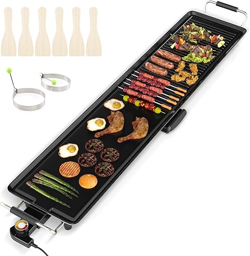 ARLIME Parrilla eléctrica extra grande de 39.5 pulgadas, parrilla antiadherente para encimera con temperatura ajustable, termostatos y bandeja de